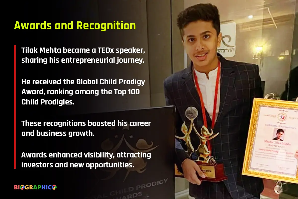 Tilak Mehta's Awards and Recognition